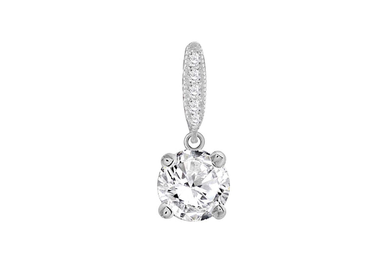 SILVER RHO 8MM ROUND Zirconia  Pendant