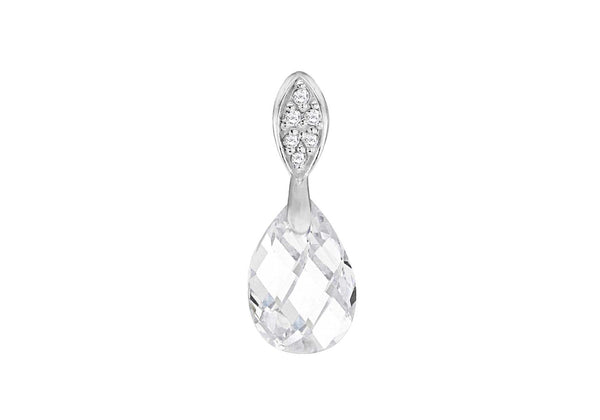 Sterling Silver Zirconia Facet Teardrop Pendant 