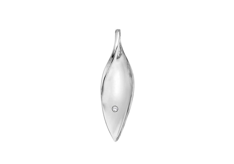 Sterling Silver Zirconia Set Organic Shape Pendant 