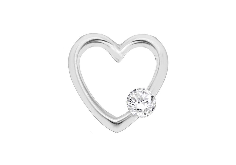 SILVER W/Zirconia  OPEN HEART Pendant