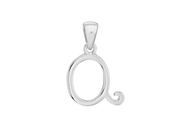 SILVER RHOD DIA Q INITIAL Pendant