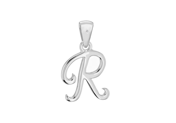 SILVER RHOD DIA R INITIAL Pendant