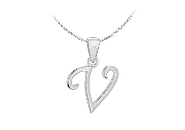 SILVER RHOD DIA V INITIAL Pendant