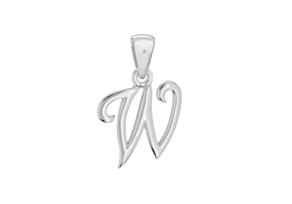 SILVER RHOD DIA W INITIAL Pendant