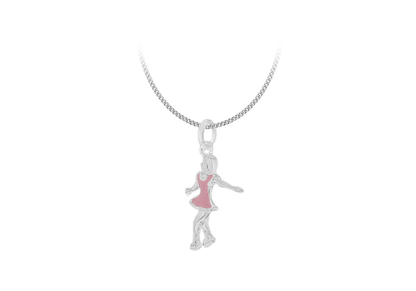 Sterling Silver Pink Enamel Crossover Turn Pendant