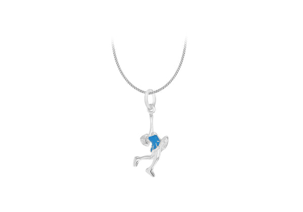 Sterling Silver Blue Enamel Layback Spin Pendant