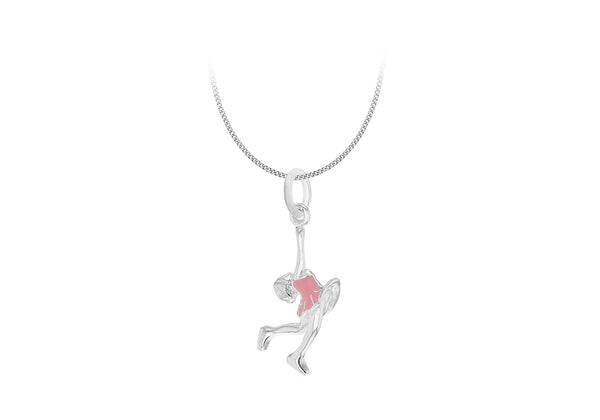 Sterling Silver Pink Enamel Layback Spin Pendant