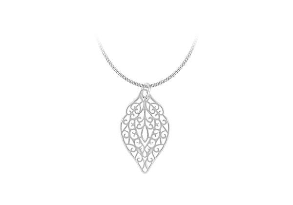 Sterling Silver Filigree Leaf Pendant