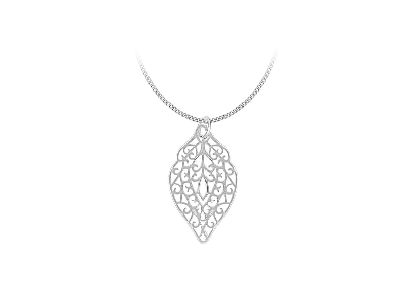 Sterling Silver Filigree Leaf Pendant