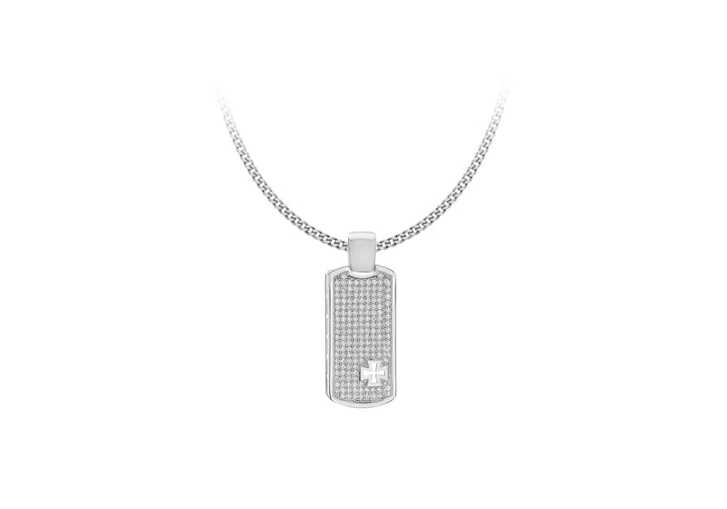 SILVER WHITE Zirconia  RET TAG Pendant