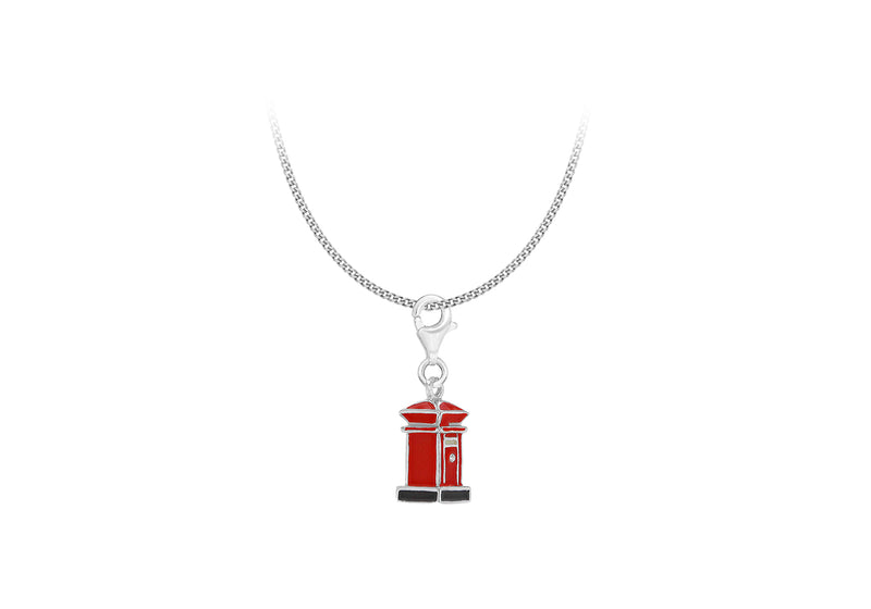 Sterling Silver Enamel Postbox Lob Charm Pendant