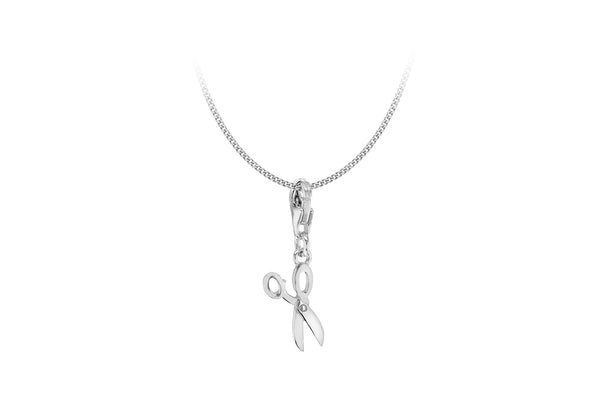 Sterling Silver Scissors Lobster Charm Pendant 