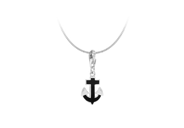 Sterling Silver Rhodium Enamel Anchor Lob