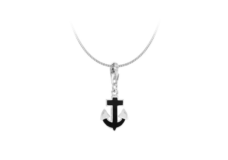 Sterling Silver Rhodium Enamel Anchor Lob