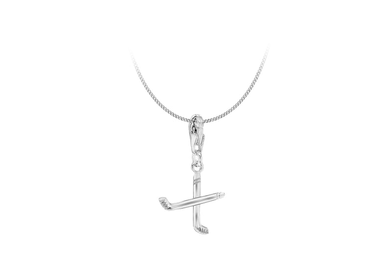 Sterling Silver Hockey Sticks Lobster-Clasp Charm