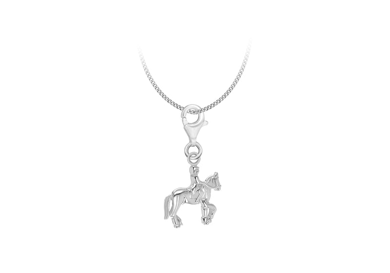 Sterling Silver Equestrian Lobster-Clasp Charm Pendant 