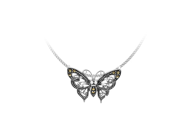 Sterling Silver Marcasite Butterfly Pendant