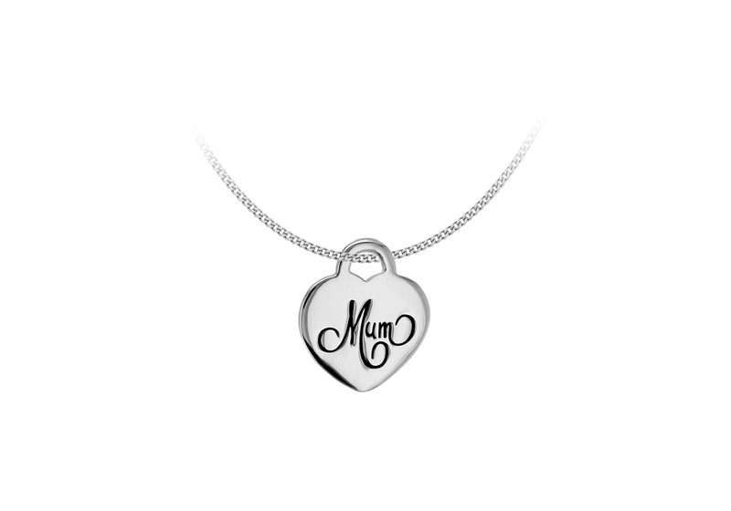 Sterling Silver 20.3mm x 22.6mm Heart 'Mum' Pendant