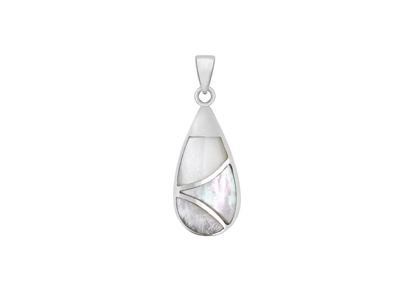 Sterling Silver Mother of Pearl Inlay Teardrop Pendant