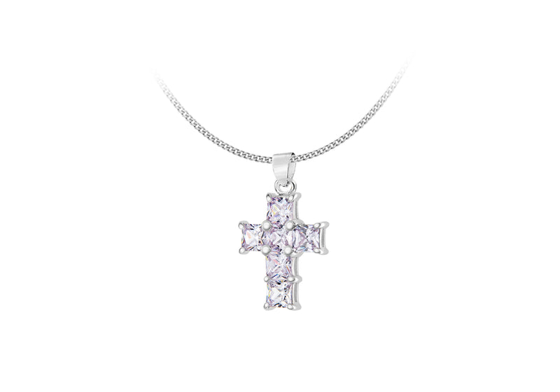 Sterling Silver Lavender Zirconia  Cross Pendant