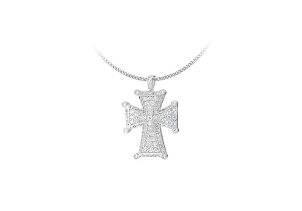 Sterling Silver Gothic Style Zirconia Cross Pendant