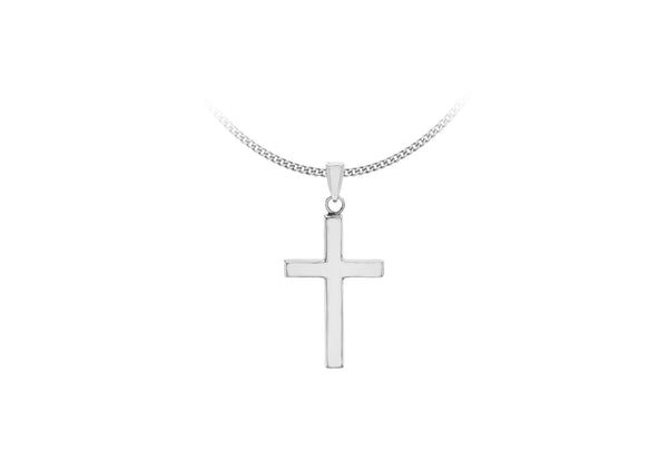 Sterling Silver 13.7mm x 26.3mm Plain Cross Pendant