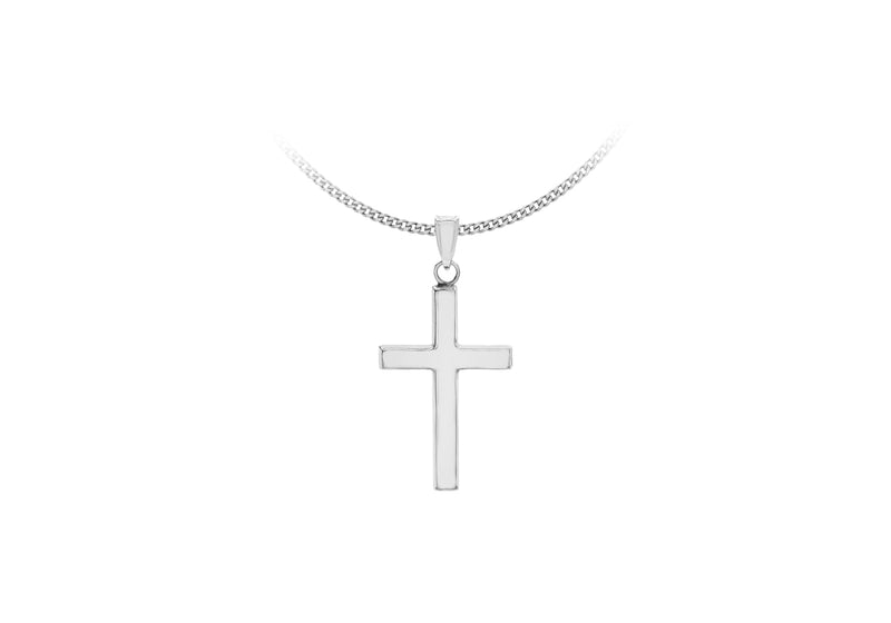 Sterling Silver 13.7mm x 26.3mm Plain Cross Pendant