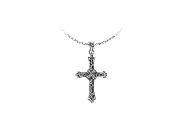 Sterling Silver Marcasite Gothic Cross Pendant