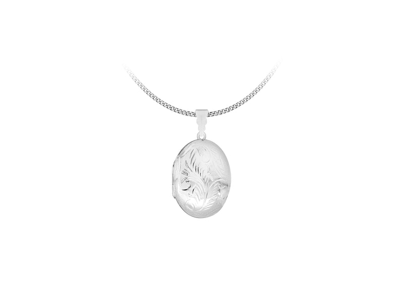 Sterling Silver Large Engraved Oval Locket