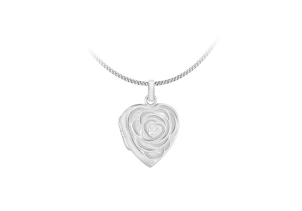 Sterling Silver 19mm x 24mm CutoCut-Flower Heart Locket