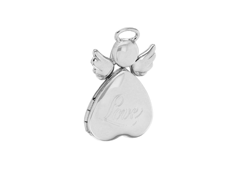 Sterling Silver 16mm 'Love' Heart Angel Locket