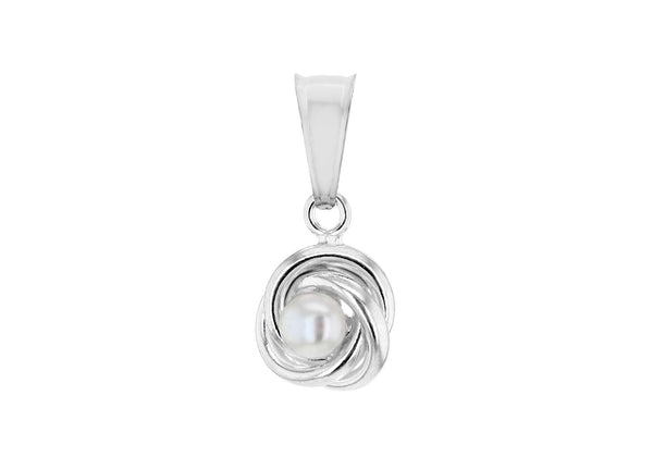 Sterling Silver Fresh Water Pearl 9mm Knot Pendant