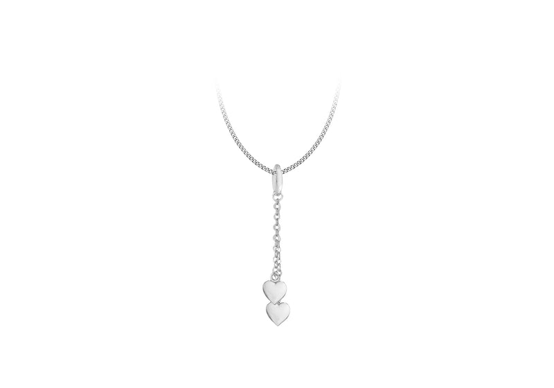 SILVER DBL HEART+Chain Pendant