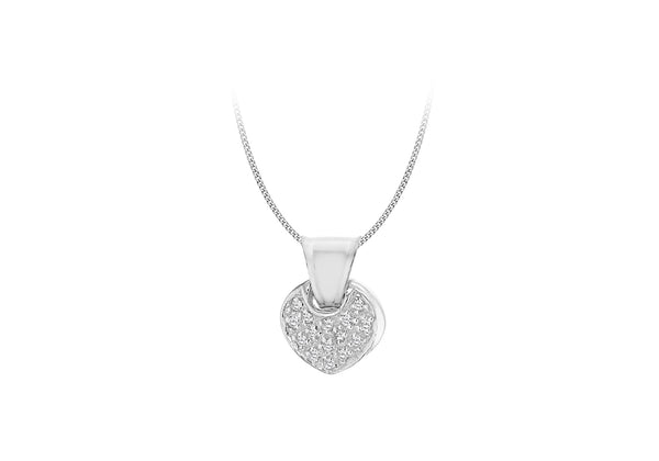 SILVER Zirconia  PAVA HEART Pendant