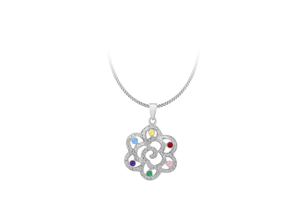 SILVER SWIRL +Zirconia  Pendant