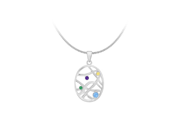 SILVER ROUND+Zirconia  DROP Pendant