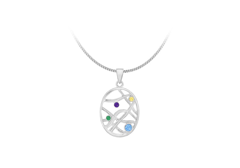 SILVER ROUND+Zirconia  DROP Pendant