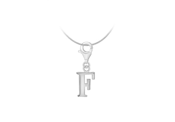 Sterling Silver Plain 'F' Lobster-Clasp Initial Charm