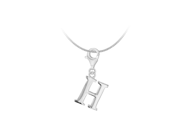 Sterling Silver Plain 'H' Lobster-lasp Initial Charm9