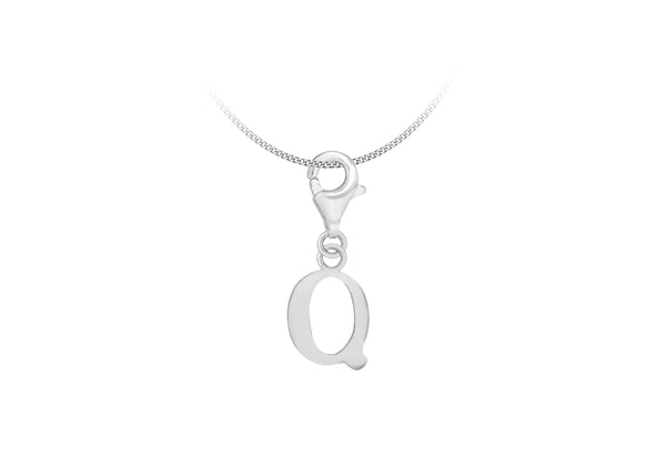 Sterling Silver Plain 'Q' Lobster-lasp Initial Charm9