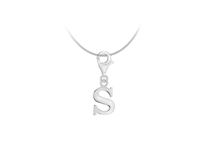 Sterling Silver Plain 'S' Lobster-lasp Initial Charm9