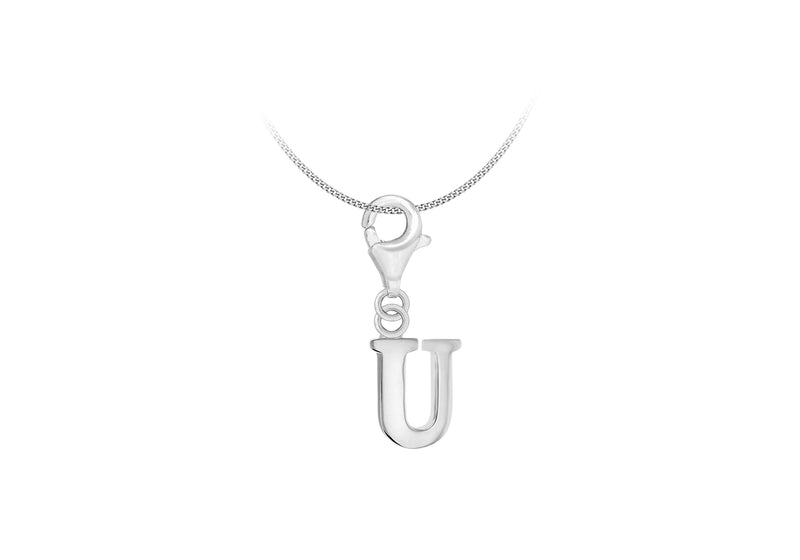 Sterling Silver Plain 'U' Lobster-lasp Initial Charm9