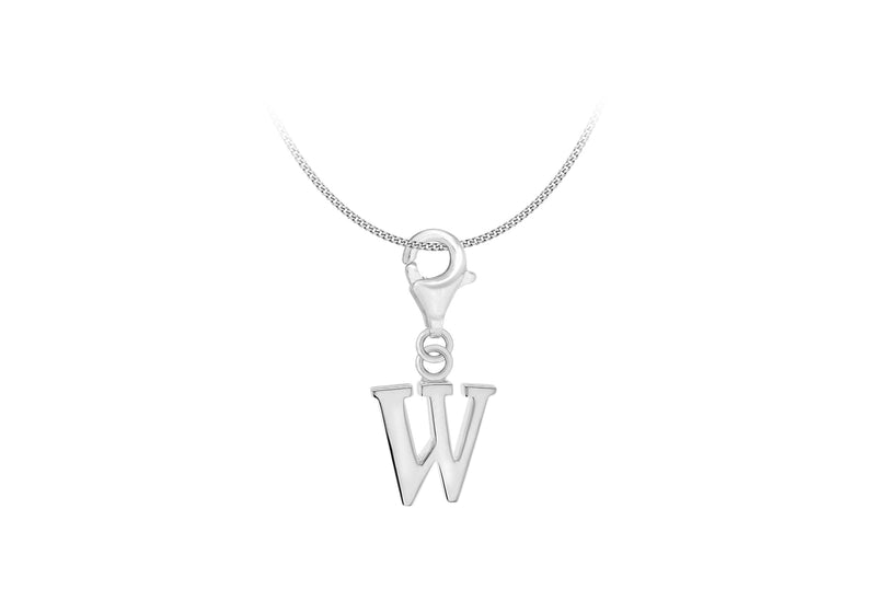 Sterling Silver Plain 'W' Lobster-lasp Initial Charm9