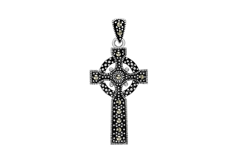 Sterling Silver Marcasite Celtic Cross Pendant