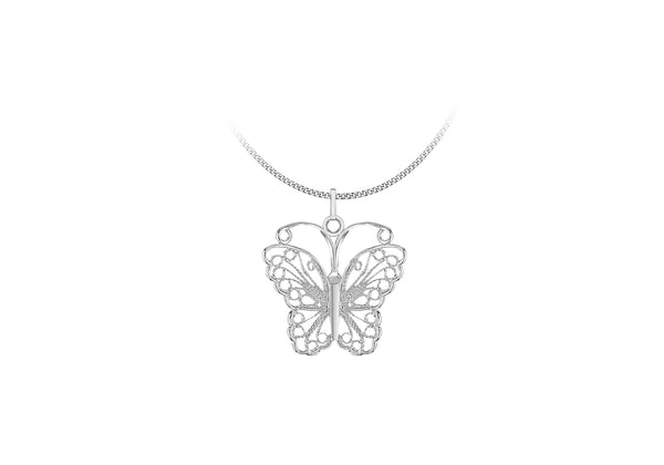 Sterling Silver Filigree BCutterfly Pendant