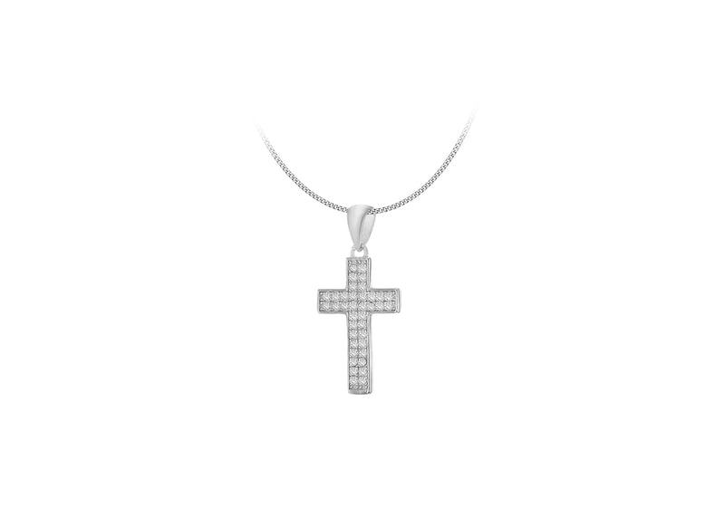 SILVER RHO Zirconia  Cross Pendant