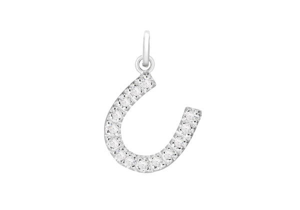 Sterling Silver Zirconia  Horseshoe Pendant