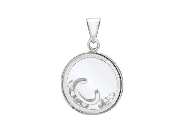 Sterling Silver Zirconia  Stones '' Initial Floating ase Pendant