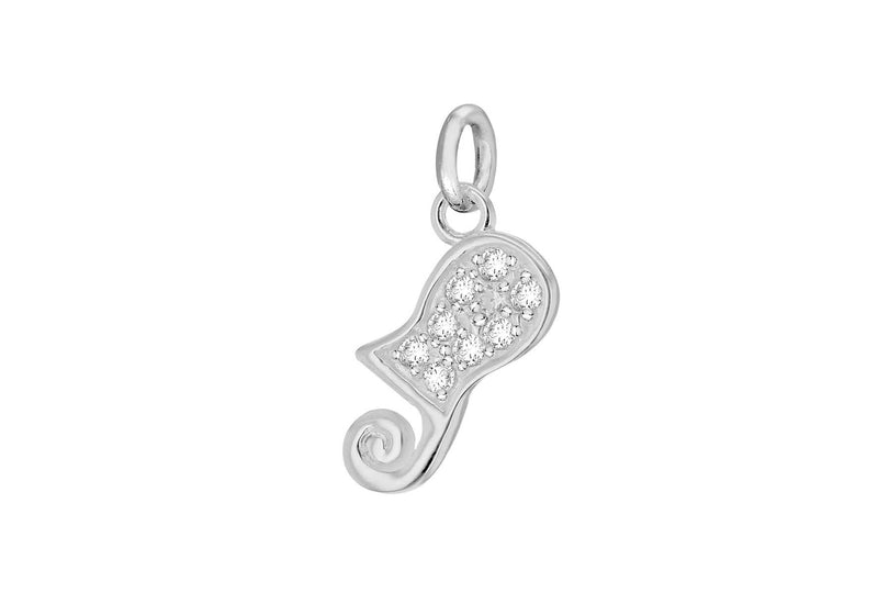 Sterling Silver Zirconia  9.5mm x 16.5mm Aquarius Horoscop Pendant