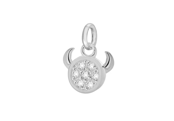 Sterling Silver Zirconia  9.5mm x 12.5mm Taurus Horoscop Pendant